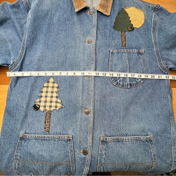 SW Shirt Wurks Hand Appliqué Outdoor Denim Jacket Sz M - Picture 9 of 12